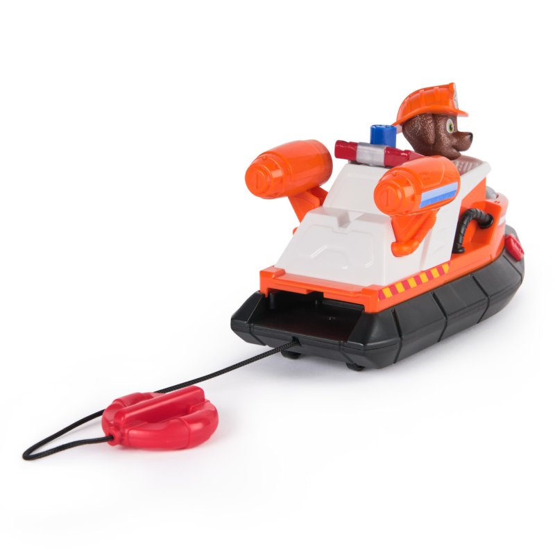 PAW Patrol Pat' Patrouille Mission pompiers : Bateau de pompiers Zuma avec figurine articulée, bouée de sauvetage,