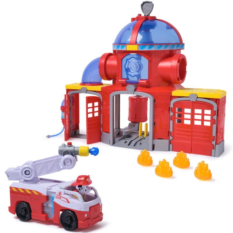 Paw Patrol Fire Rescue - Feuerwehr-Station Spielset (mit Geschoss-Abwurf, Licht- und Soundeffekten,)