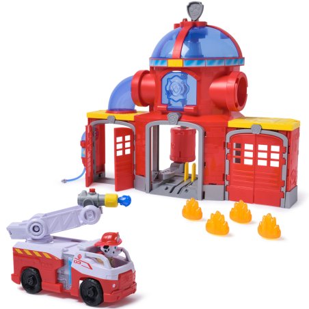 Paw Patrol Fire Rescue - Feuerwehr-Station Spielset (mit Geschoss-Abwurf, Licht- und Soundeffekten,)
