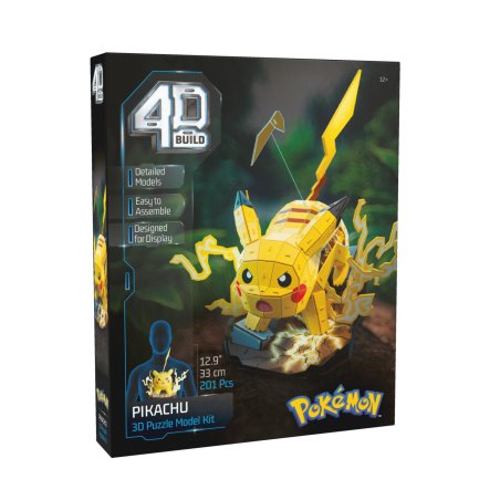 4D Build , Pokémon Pikachu 3D Model Kit, Pokémon Collectibles, Kanto Starter Collection, Desk Décor, Adult Puzzles,
