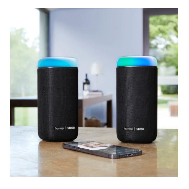 Glow Pro by HAMA (schwarz, Bluetooth, 3,5 mm Klinke, LED-Lichteffekte)