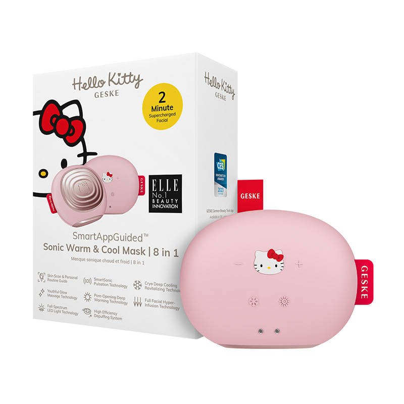 SSTOCKICX3 - Sonic Facial Massager Warm & Cool 8in1 Geske with APP (Hello Kitty pink)