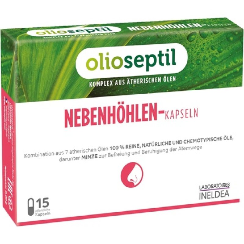 OLIOSEPTIL Sinus Capsules Combination of 7 Essential Oils 100% Pure Natural Oils for Optimal Respiratory Function 15