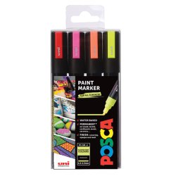 POSCA Marqueur à pigment PC5M, étui de 4, couleurs fluo