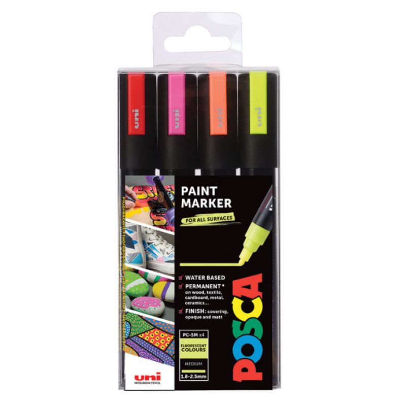 POSCA PC-5M Orange, Pink, Red, Yellow 4 pc(s)