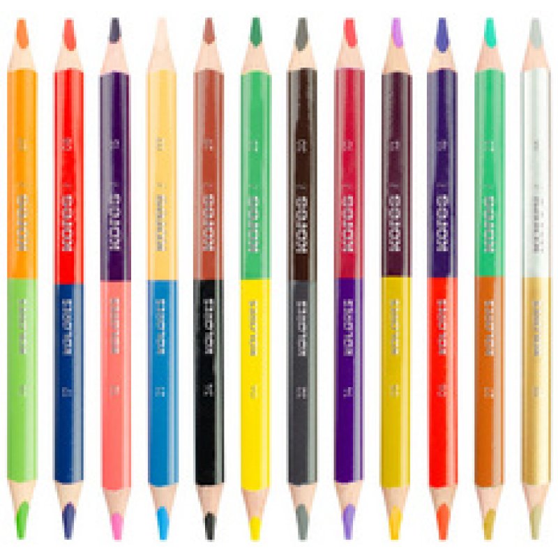 Kores Crayon de couleur Kolores JUMBO DUO, étui carton de 12