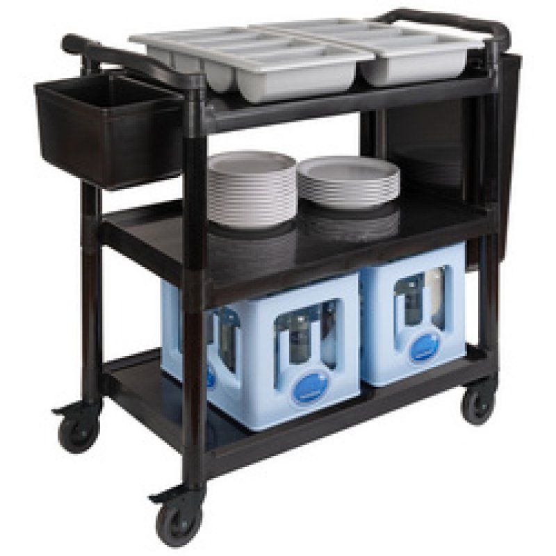 APS Chariot de service et de transport, 3 plateaux, inox/PP