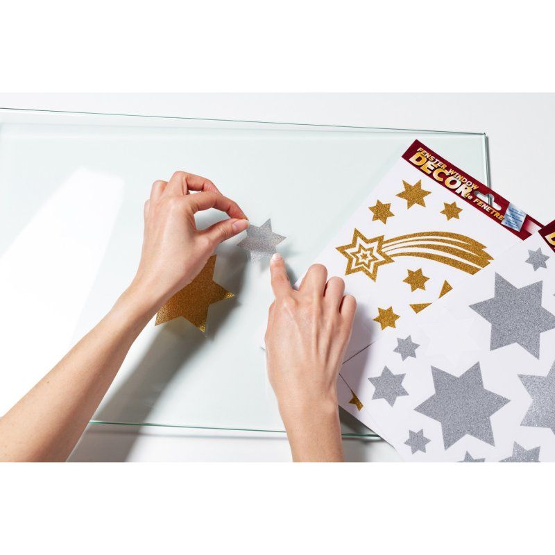 HERMA Image de Noël pour fenêtre "étoiles", argent