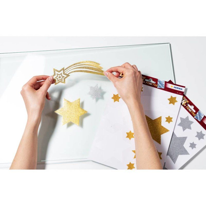 HERMA Image de Noël pour fenêtre "Etoiles", or