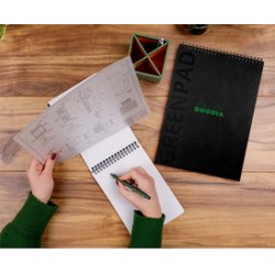 RHODIA Bloc reliure intégrale GREENPAD, A5 , quadrillé, noir