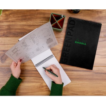 RHODIA Bloc reliure intégrale GREENPAD, A5 , quadrillé, noir