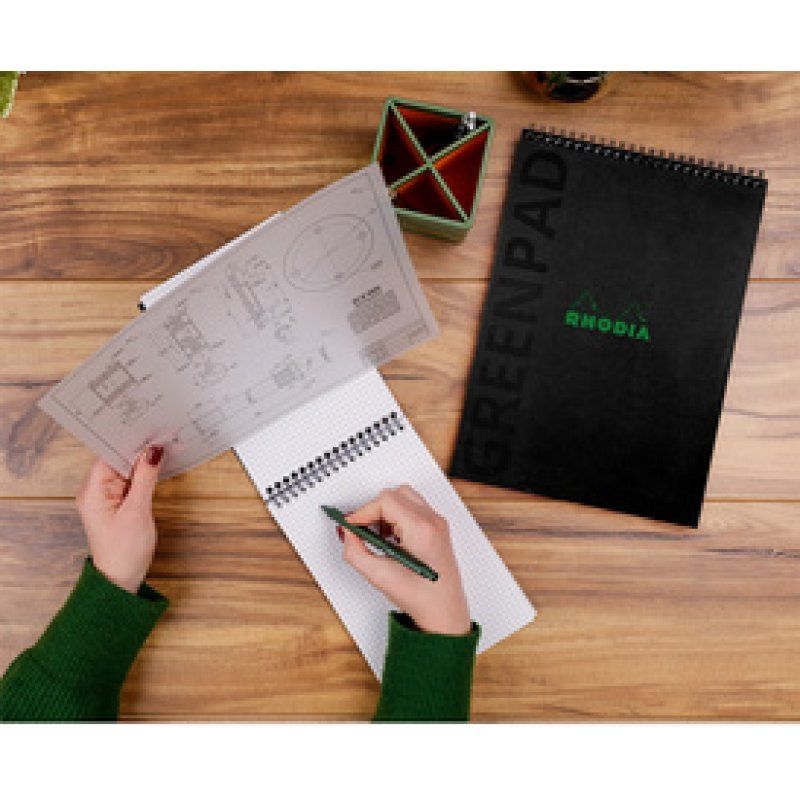 RHODIA Bloc reliure intégrale GREENPAD, A5 , ligné, noir