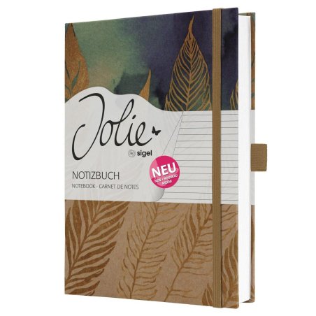 JOLIE JN859 bloc-notes A5 96 feuilles Bleu, Marron, Or