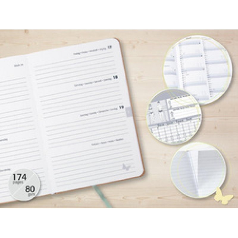 sigel Buchkalender Jolie Pure 2026 "Sparkle Leaves", A5