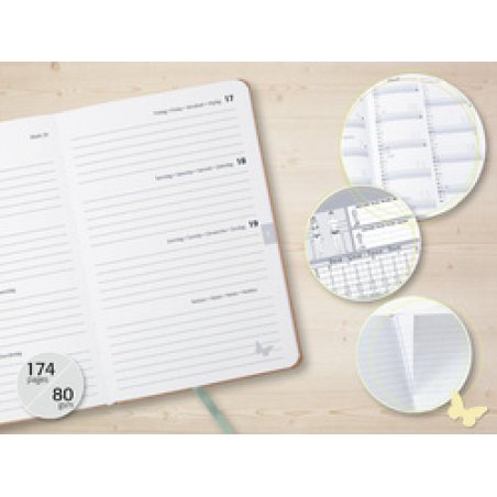 sigel Buchkalender Jolie Pure 2026 "Sparkle Leaves", A5