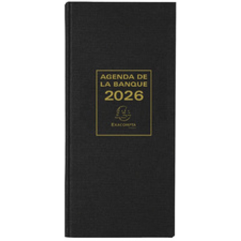 EXACOMPTA Agenda Banquier long, 2 volumes, 2026, noir