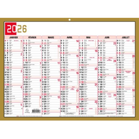 EXACOMPTA Calendrier tricolore neutre, 295 x 220 mm, 2026