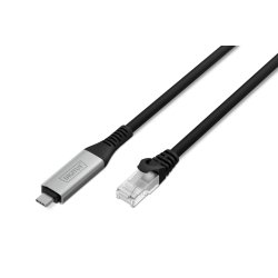 DIGITUS Câble Ethernet USB 3.2, USB-C - RJ45 mâle, 15 m