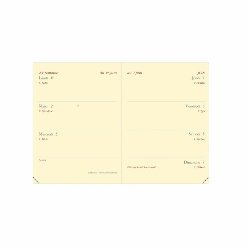 QUO VADIS Agenda de poche MINIWEEK, 2026, Marlow bordeaux