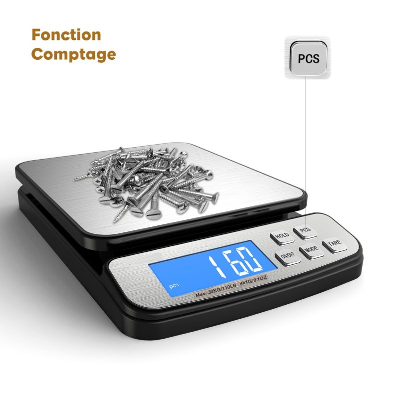 Codamex PESE LETTRES ET COLIS ELECTRONIQUE 30KG/1G - LBO8370 pèse-lettres Pèse-lettre électronique Aluminium