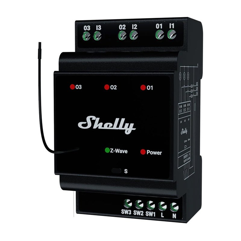 Shelly Qubino Wave Pro 3 Z-Wave 3 channel DIN rail relay