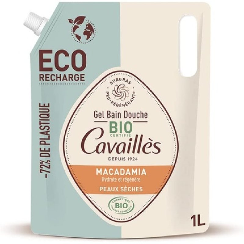 Rogé Cavaillès Shower Bath Gel for Dry Skin with Macadamia Eco-Refill Organic 1L