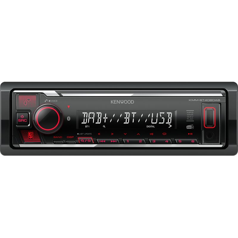 Kenwood Electronics KMM-BT408DAB récepteur multimédia de voiture Noir 88 W Bluetooth