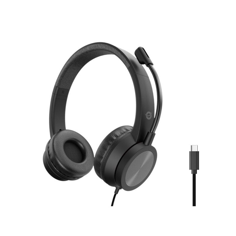 Conceptronic POLONA05BC écouteur/casque Avec fil Arceau Appels/Musique USB Type-C Noir