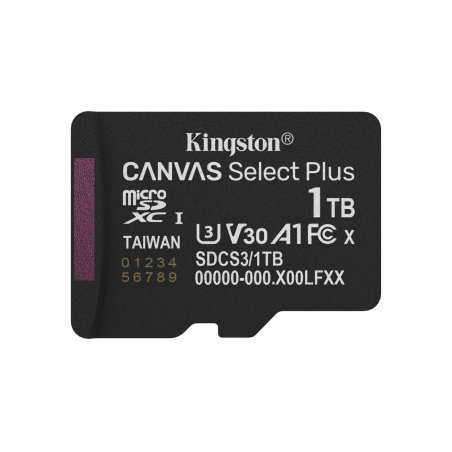 Kingston Technology 1TB micSDXC Canvas Select Plus Gen3 150R A1 Single Pack w/o ADP