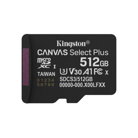 Kingston Technology 512GB micSDXC Canvas Select Plus Gen3 150R A1 (Adaptateur SD non inclus)