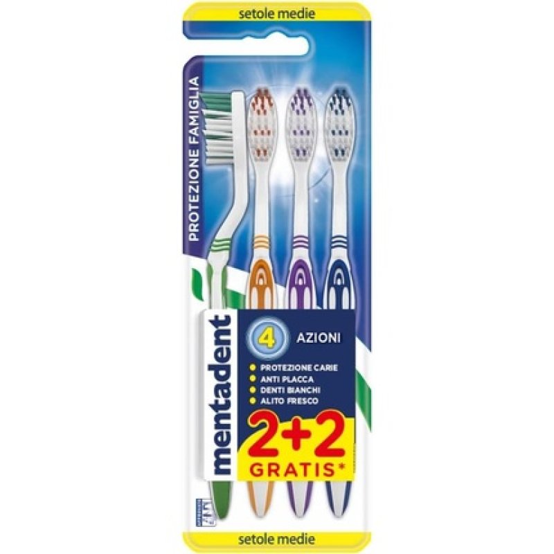 Mentadent Medium Toothbrush 4 Actions