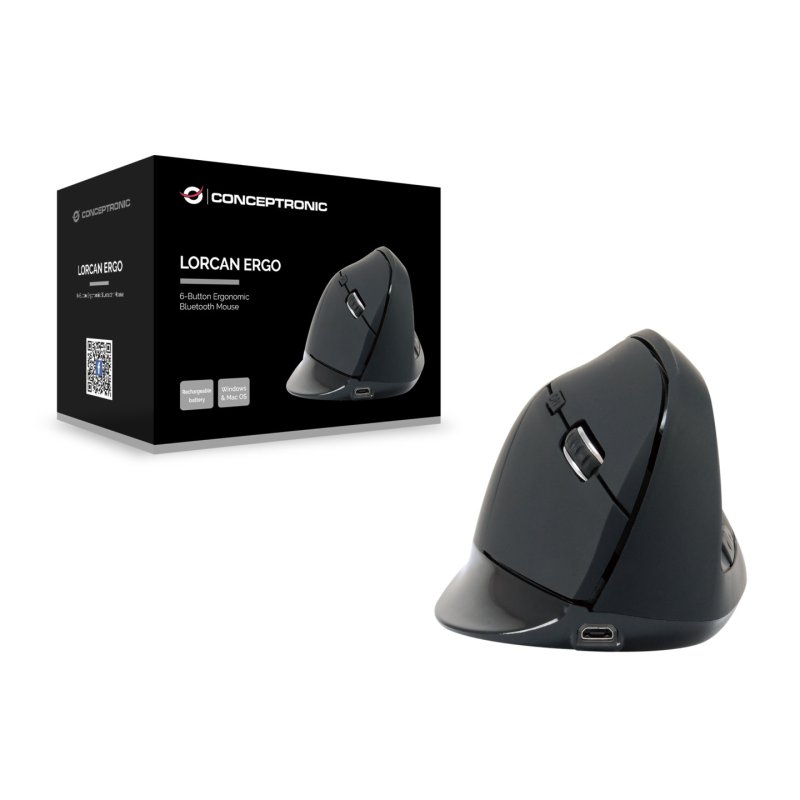 Conceptronic LORCAN ERGO 6-Button Ergonomic Bluetooth Mouse