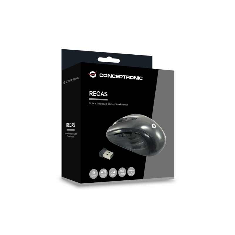Conceptronic CLLM5BTRVWL souris Voyage Droitier RF sans fil Optique 1600 DPI