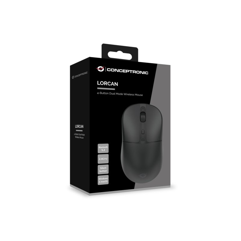 Conceptronic LORCAN04B souris Bureau Ambidextre RF sans fil Bluetooth Optique 1600 DPI