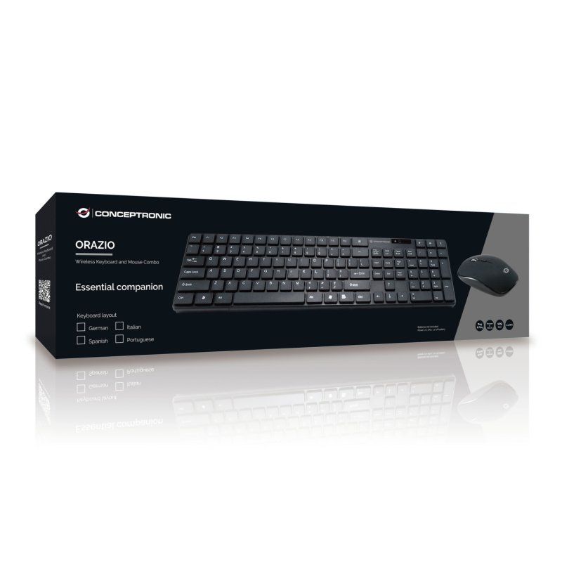 Conceptronic ORAZIO01DE clavier Souris incluse Maison RF sans fil QWERTZ Allemand Noir