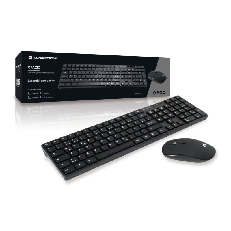 Conceptronic ORAZIO01DE keyboard Mouse included Home RF Wireless QWERTZ German Black