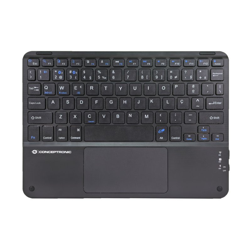 Conceptronic TOBIN01BPT clavier Universel Bluetooth QWERTY Portuguais Noir
