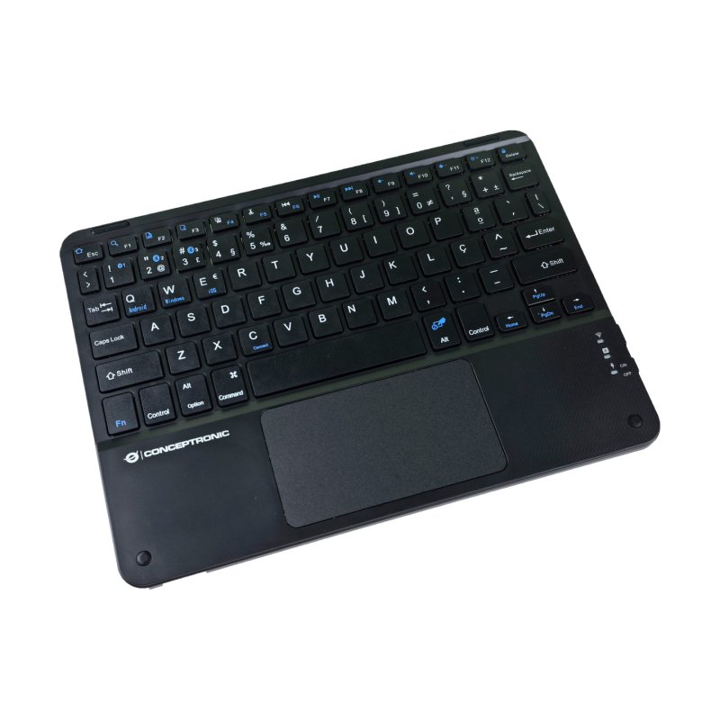 Conceptronic TOBIN01BPT clavier Universel Bluetooth QWERTY Portuguais Noir