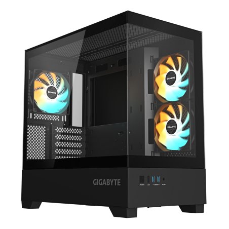 GIGABYTE C201 PANORAMIC PC Case - Mid Tower, m-ATX, 360mm radiator support, 3 Pre-installed Fans, USB 3.0, Support RGB