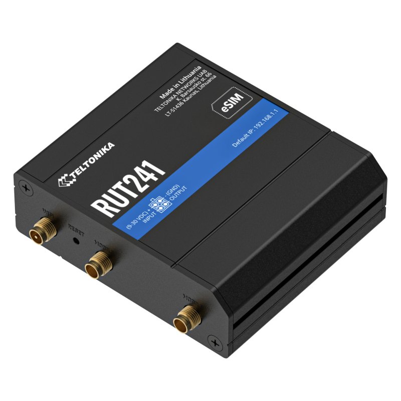 Teltonika RUT241 eSIM | Industrieller 4G-LTE-Router | Cat 4, 2x RJ45 100Mb/s, eSIM Routeur de réseau cellulaire