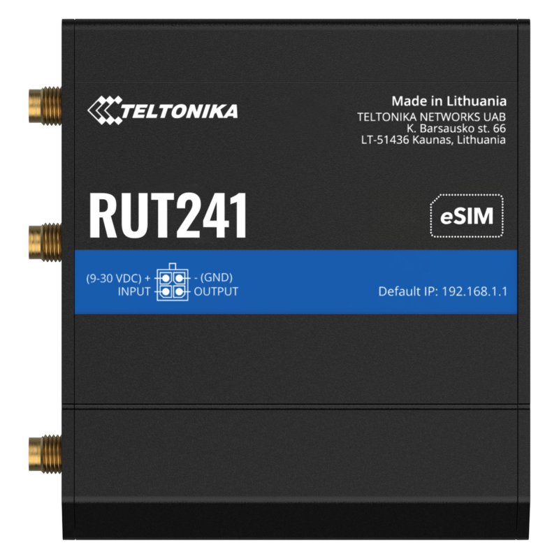 Teltonika RUT241 eSIM | Industrieller 4G-LTE-Router | Cat 4, 2x RJ45 100Mb/s, eSIM Routeur de réseau cellulaire