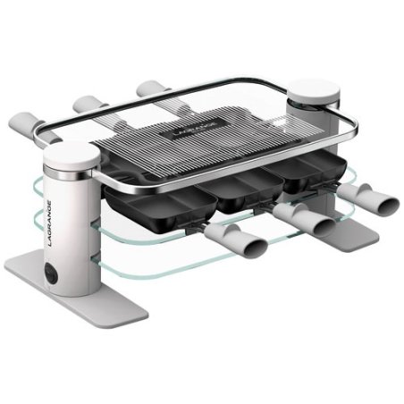 RACLETTE TRANSPARENCE 6 PERS VERRE TREMPE BLANC GRIS *