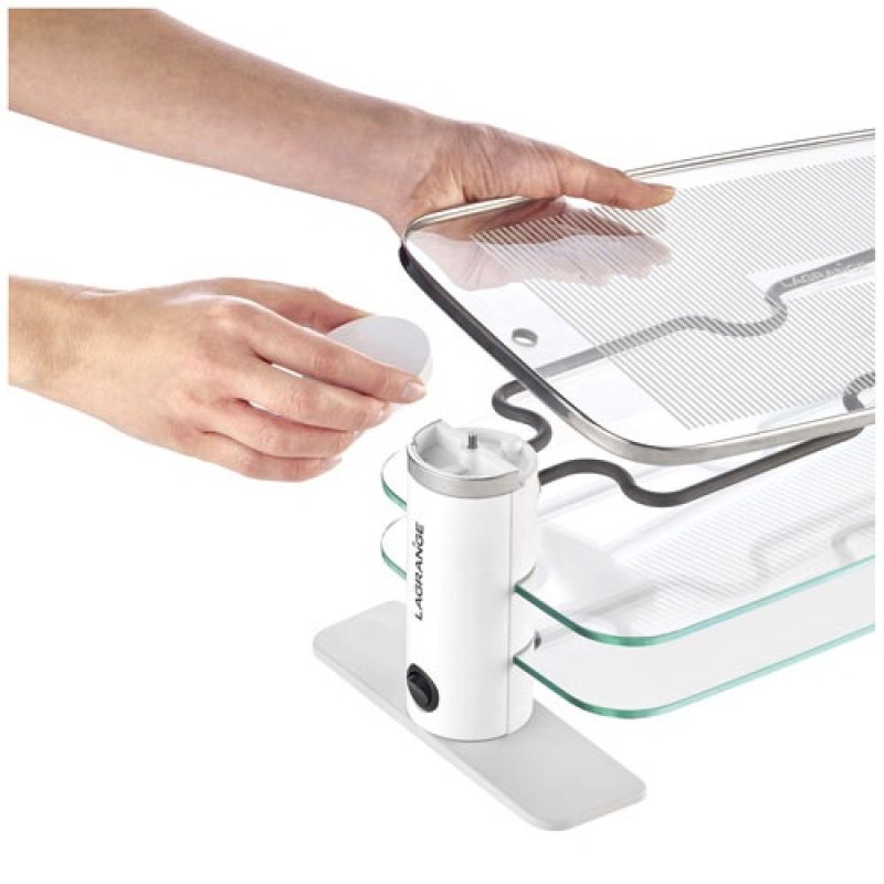 RACLETTE TRANSPARENCE 8 PERS 3 PLATEAUX VERRE TREMPE BLANC GRIS *