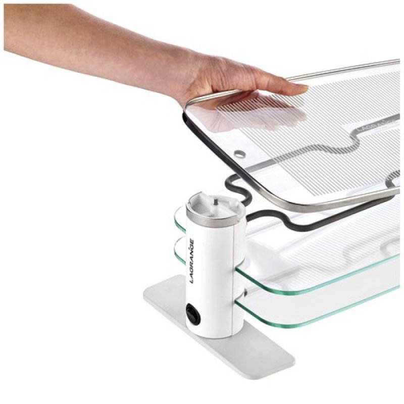 RACLETTE TRANSPARENCE 8 PERS 3 PLATEAUX VERRE TREMPE BLANC GRIS *