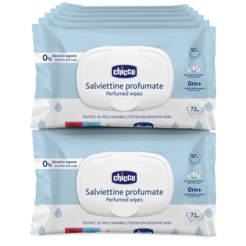 Chicco Newborn Baby Multipurpose Cleaning Wipes with Plaquette Alcohol-Free Perfumed Suitable for Sensitive Skin