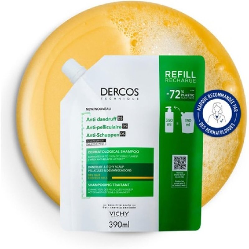 Vichy Dercos Anti-Dandruff Shampoo for Dry Hair Eco-Refill 390ml
