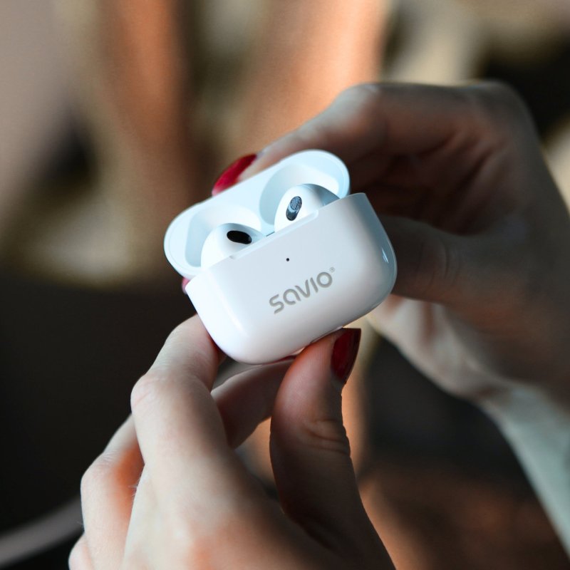 Savio TWS-01 PRO écouteur/casque Écouteurs Sans fil Ecouteurs Musique/Quotidien Bluetooth Blanc