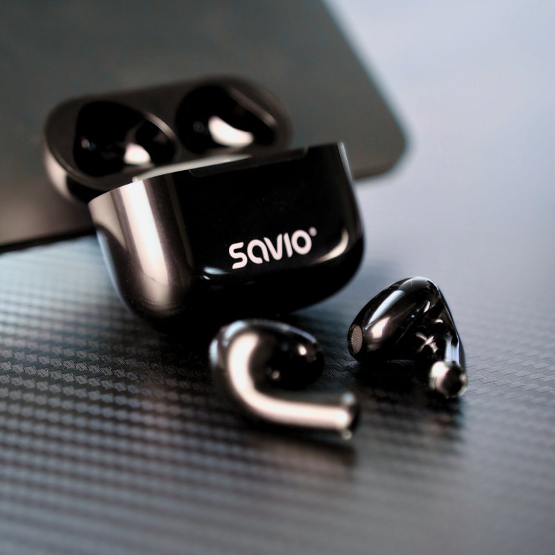 Savio TWS-02 PRO écouteur/casque Écouteurs Sans fil Ecouteurs Musique/Quotidien USB Type-C Bluetooth Noir