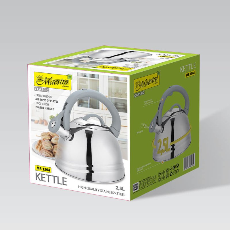 Feel Maestro MR-1304 kettle 2.5 L Grey, Stainless steel