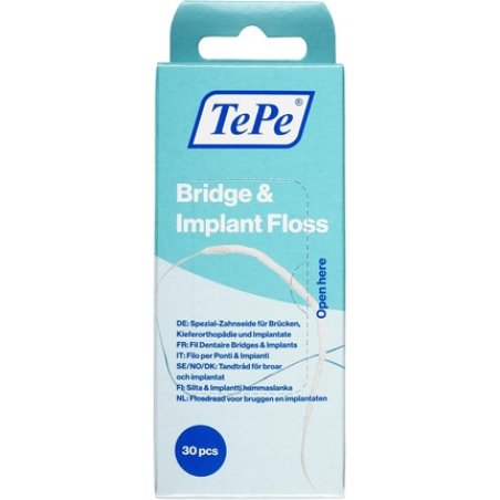 Tepe Bridge & Implant Floss Wide Dental Floss for Braces 30pcs